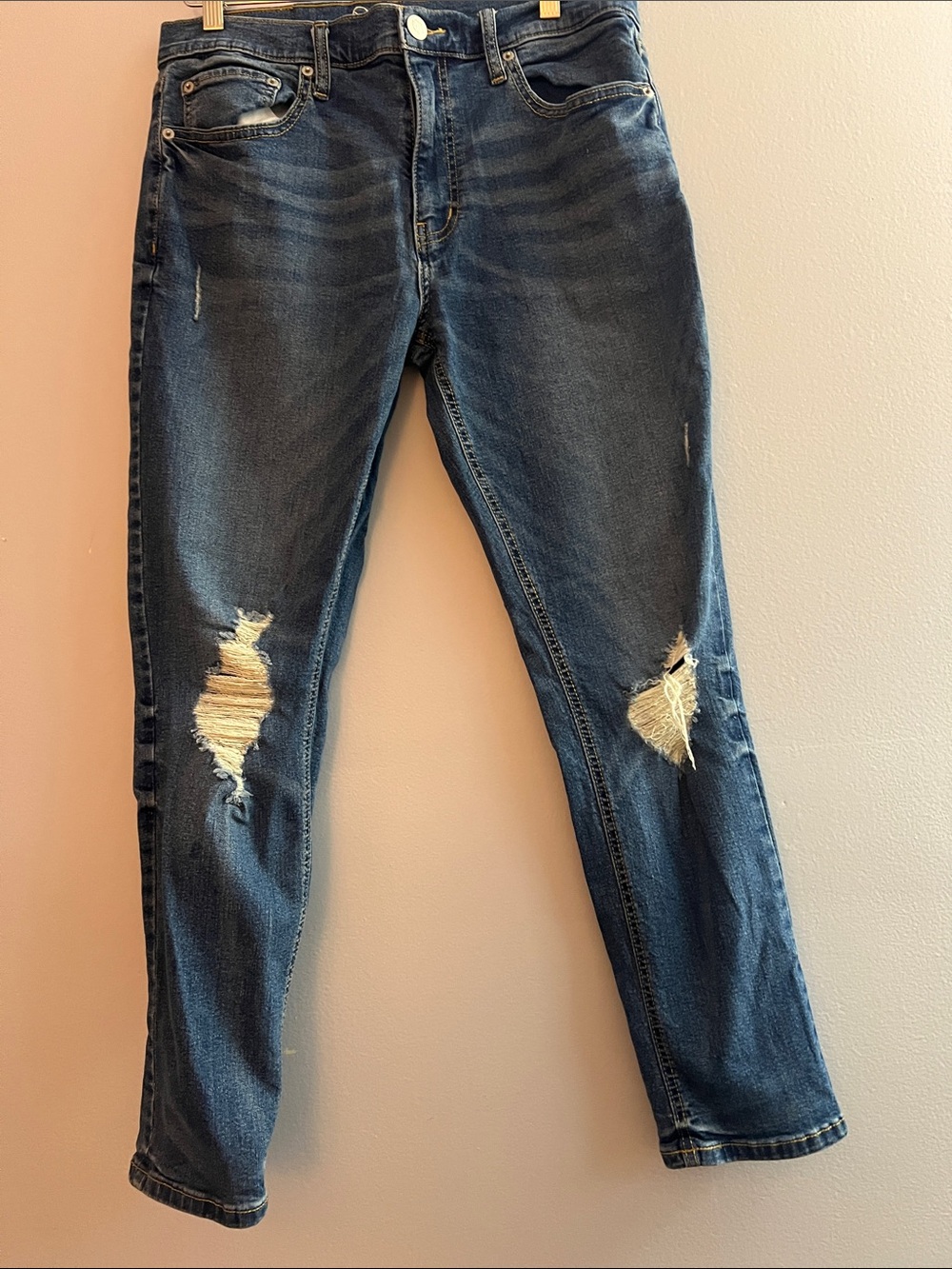 Original Use Dark Blue Distressed Skinny Jeans